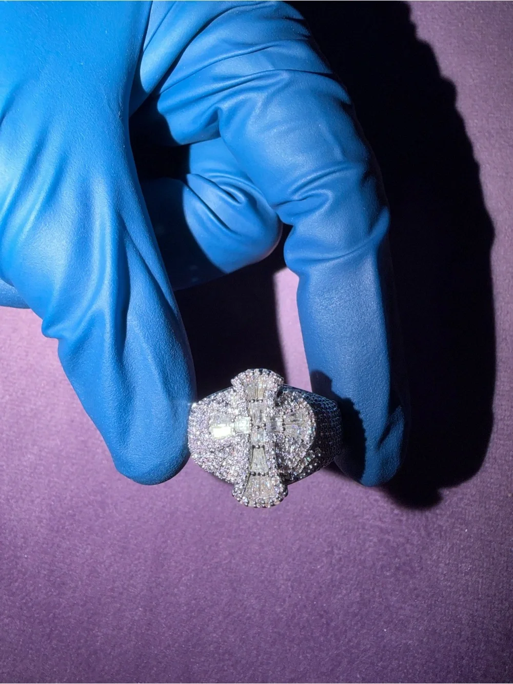 Diamond Cross Pavé Ring in Silver Tone - Men Accessories